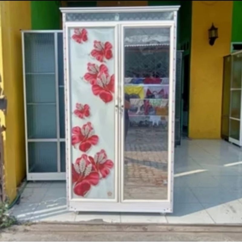 Lemari Baju Aluminium 2 Pintu | Lemari Pakaian 3 Pintu Kaca | Lemari | Almari | Lemari Baju Pakaian 