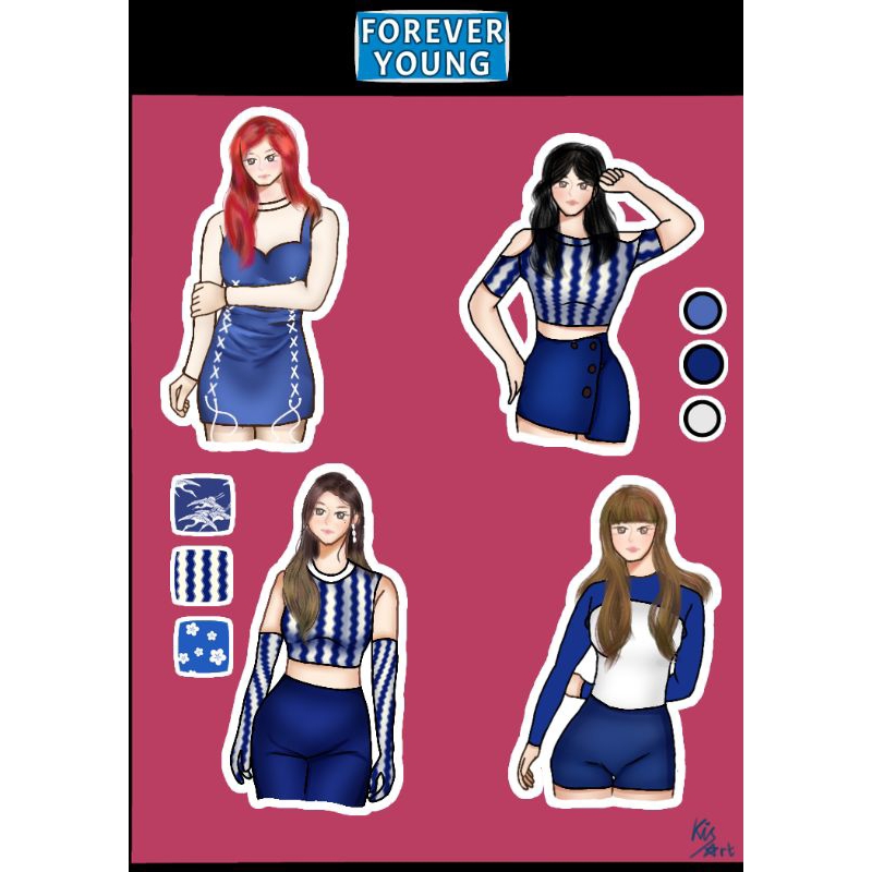 

Stiker sheet Blackpink Forever Young Outfit | Sticker Blackpink | Stiker Cantik | Sticker Journal