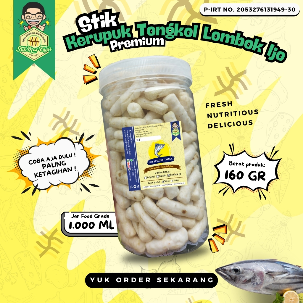 

[TOPLES - 160 GRAM] STIK KERUPUK TONGKOL LOMBOK IJO PREMIUM Mas Fajar - Coba aja dulu ! Paling ketagihan !