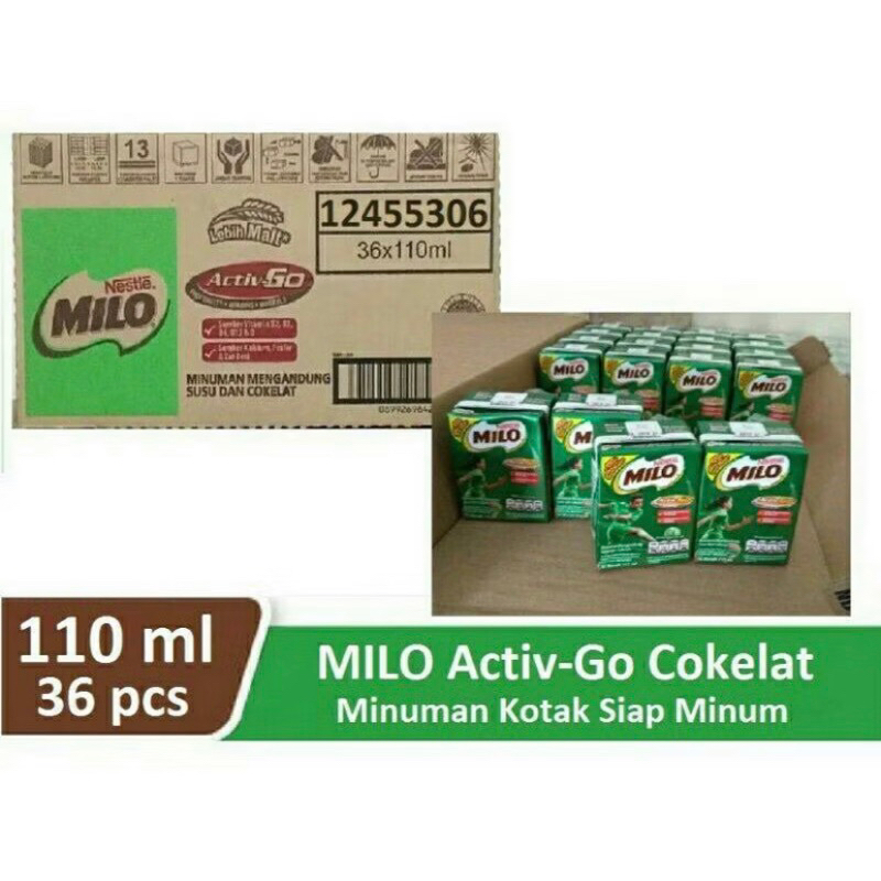 

Susu Milo Cokelat Active Go 110ml [1 Dus/36 Pcs]