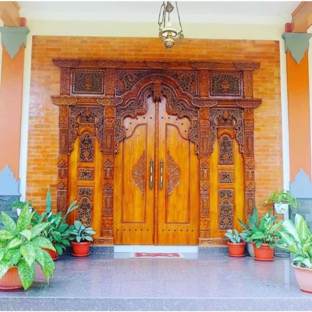 Pintu Kayu Jati Kupu Tarung | Pintu Gebyok Ukir Furniture Jepara