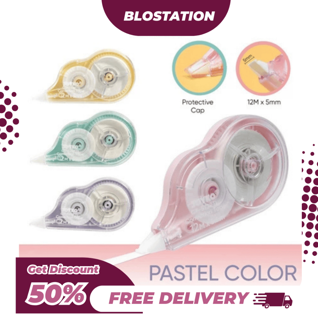 

BT.ID Joyko Correction Tape CT-522PTL Warna Pastel Tip X Kertas Warna Pastel CT522 PTL