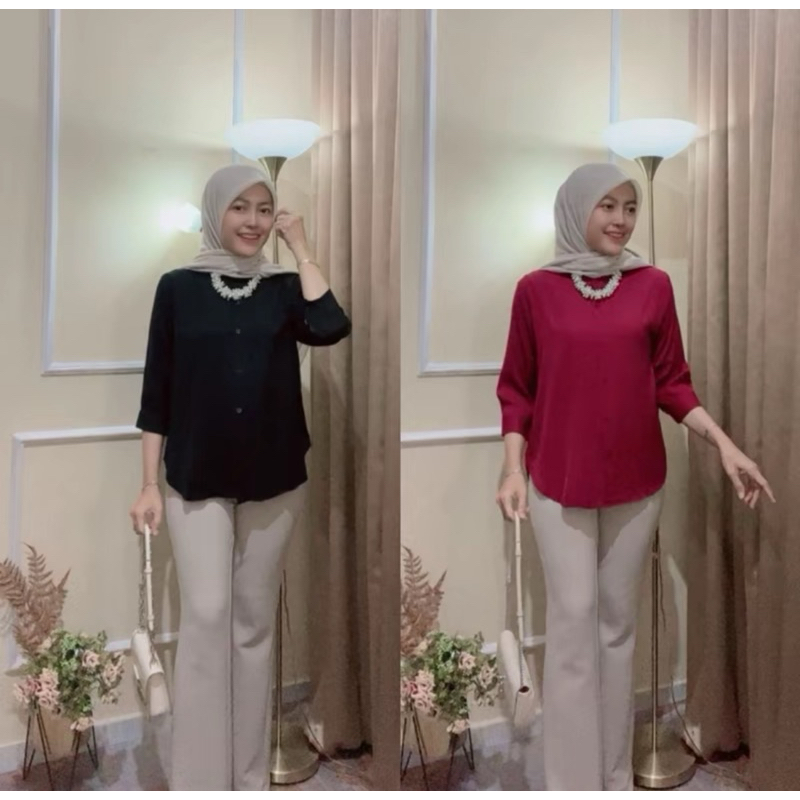 Kemeja Rayon Wanita Dayli Top Blouse Kemeja Oversize Shirt Polos