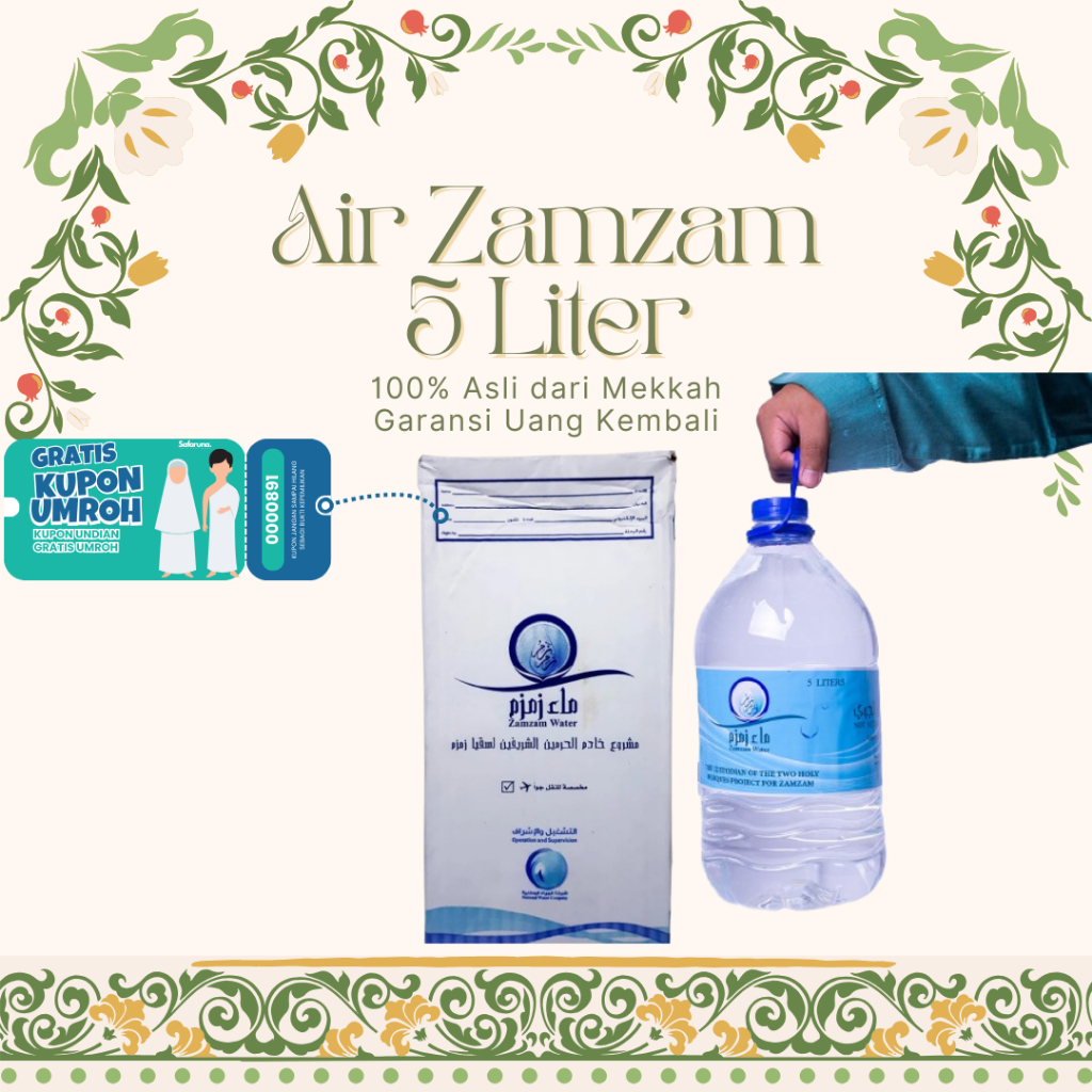

AIR ZAM-ZAM 5 LITER BERBARCODE - SUCI, ASLI, & SIAP JADI OLEH-OLEH