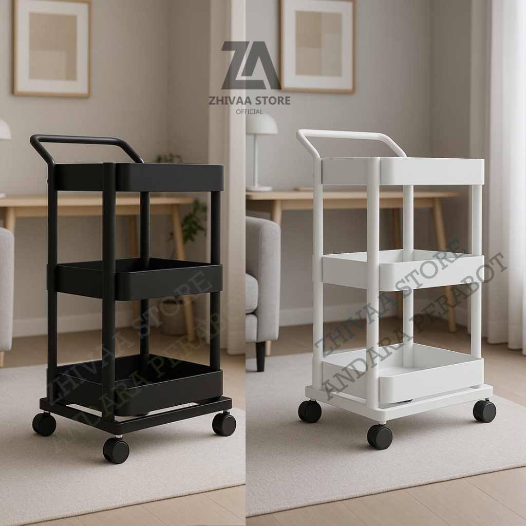 Rak Troli Roda 3 Susun Rak Kamar Tidur / Rak Dorong Baju Bayi Rak Serbaguna