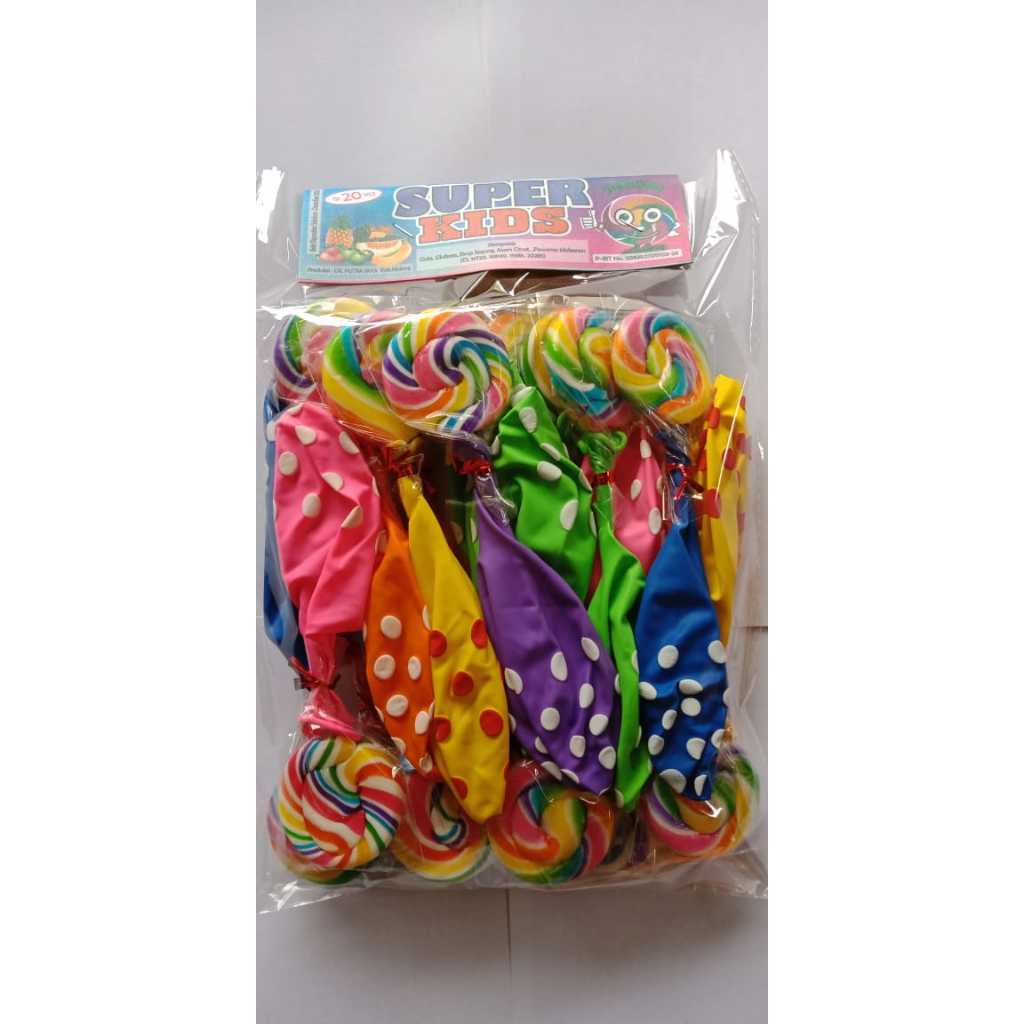 

PERMEN LOLIPOP PELANGI SUPER KIDS BERHADIAH ISI 20 (Langsung dari pabriknya). Cek deskripsi yaa.