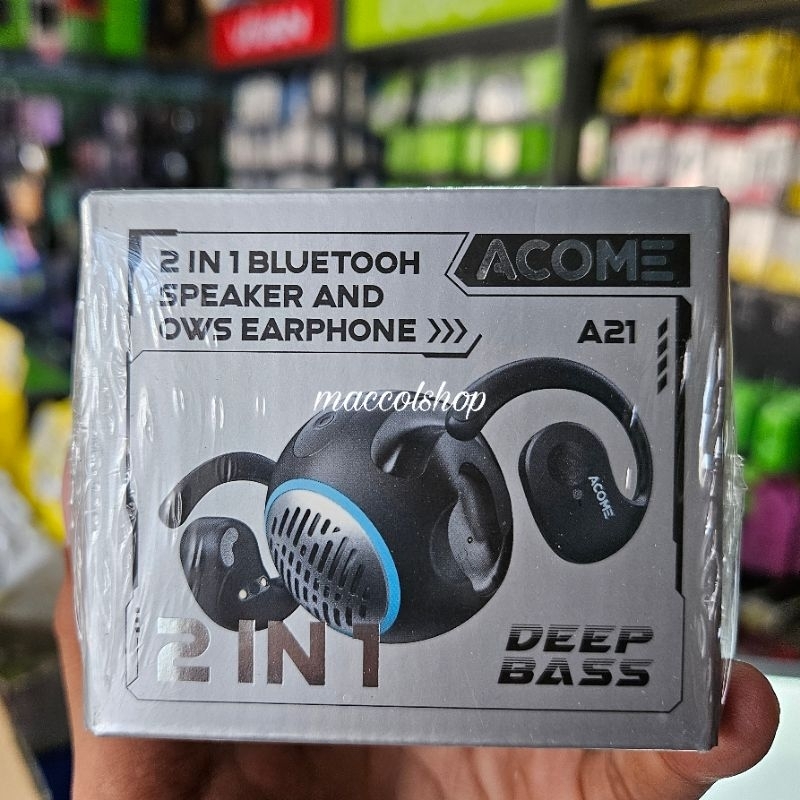 ACOME 2 in 1 Earphone and Speaker Bluetooth 5.4 Low Latency 45ms Stereo Super Bass A21 Original