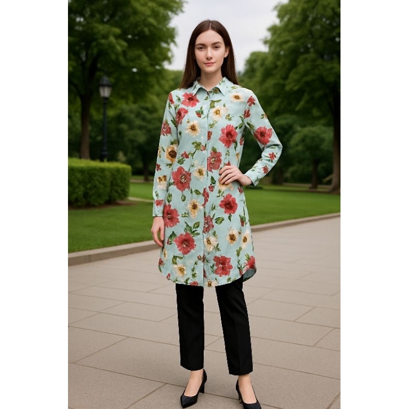 Baju Kemeja H&M Wanita Motif Bunga ORIGINAL (preloved tanpa minus)