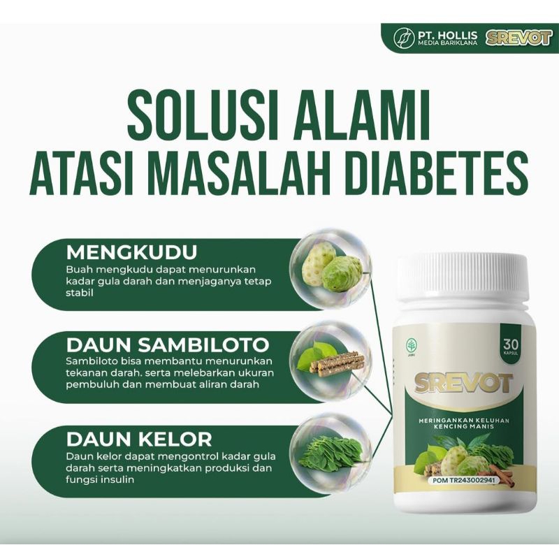 Srevot Obat Herbal Penurun Gula Darah Diabetes Ampuh
