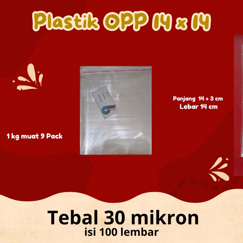 

opp 14x14 tebal 30 mikron ada lem