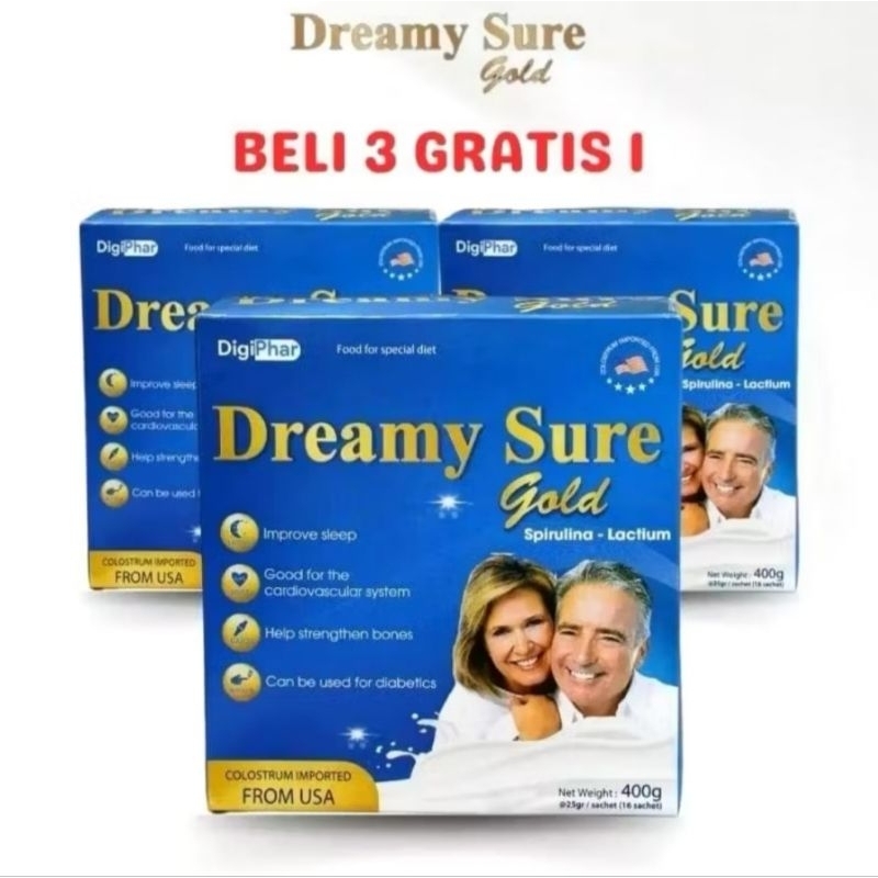 

Beli 3 Box Free 1 Box DREAMY SURE GOLD IMPORT USA, SUSU ATASI INSOMNIA SULIT TIDUR
