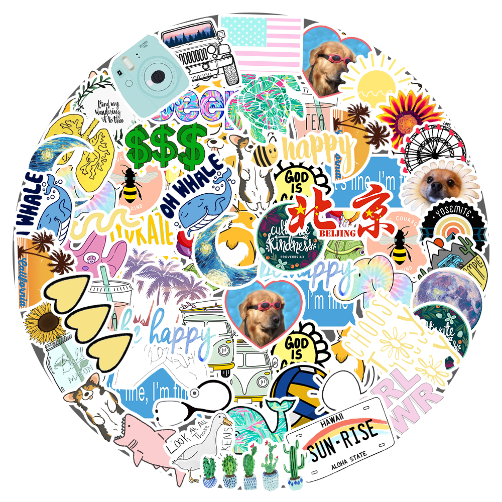 

50pcs Pola kartunAnti Air Stiker Waterproof untuk Motor Helm Buku Journal Koper Casing Laptop Botol Minum Hadiah Anak