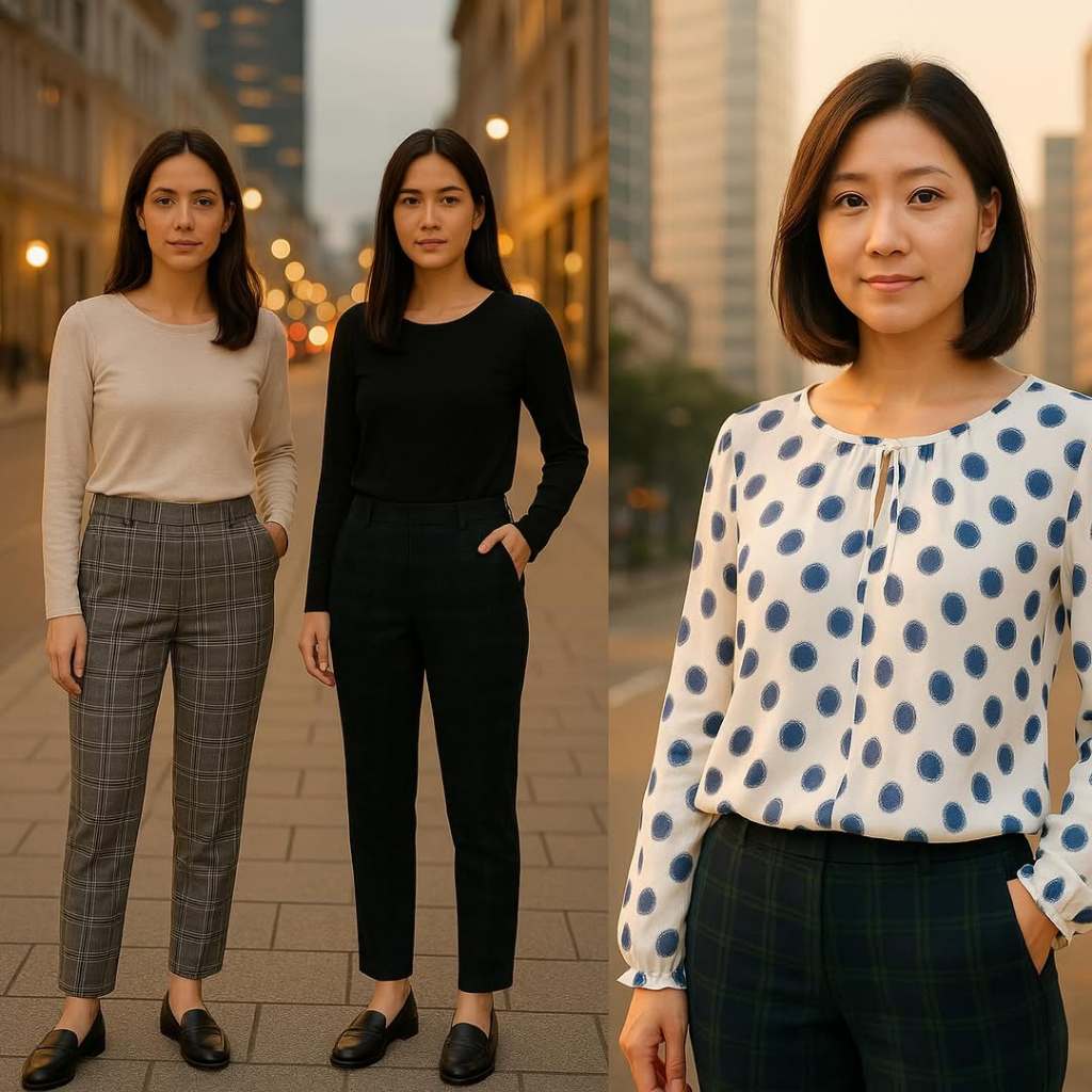 QH RE003 GU By UNQ Women Highwaist Ankle Plaid Pants U106