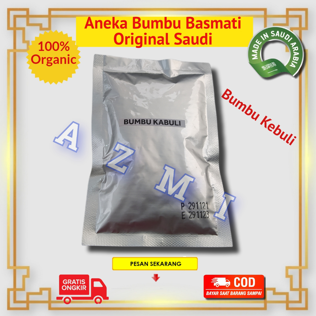 

Bumbu Nasi Kebuli isi 15 gram / Bumbu Nasi Kebuli INSTAN Non MSG Untuk 1kg / 2 liter beras