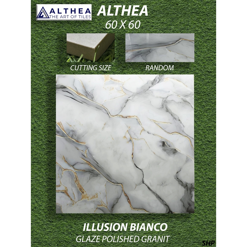 Granit Lantai 60X60 Althea Ilusion Bianco Pekanbaru Riau, Motif Awan Emas untuk Lantai kamar