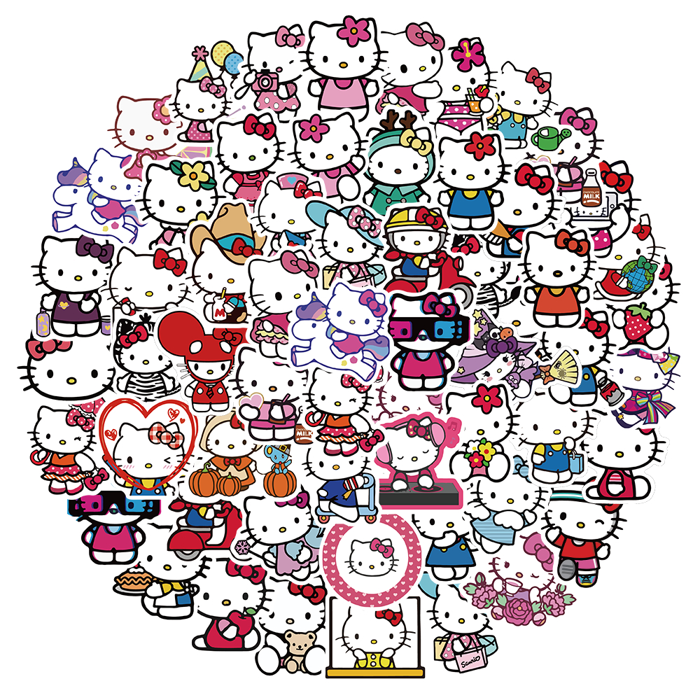 

50pcs Cartoon hellokitty Sticker for Laptop Helmet Skateboard and Phone - Water-Resistant and Airtight Decorative Stickers
