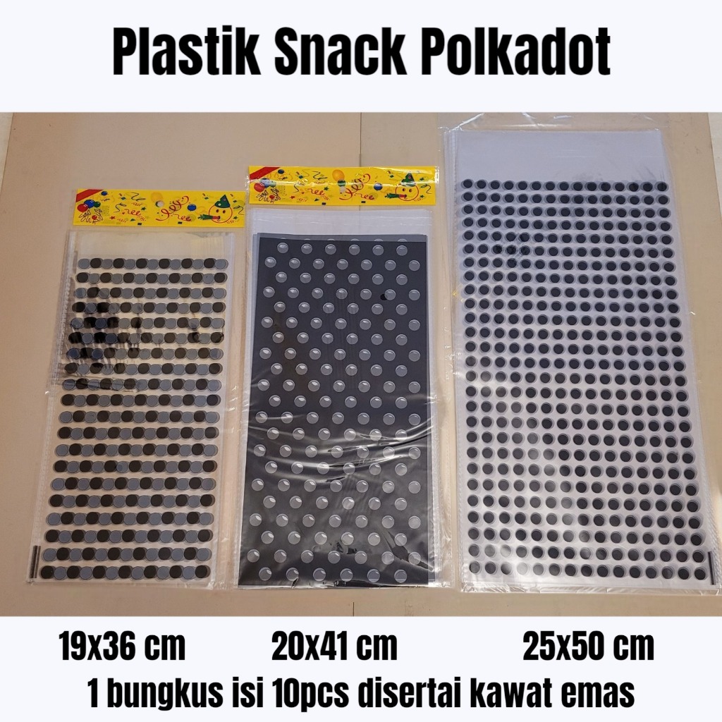 senangSBY 10pcs PLASTIK SNACK TAS BUNGKUS JAJAN ULTAH MOTIF POLKADOT RP153/161/676