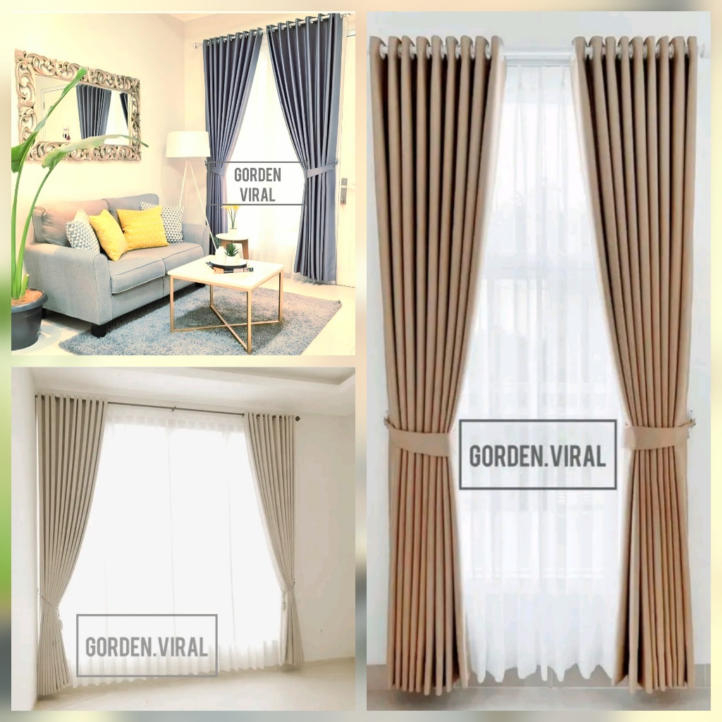 Gorden Blackout Polos Doff 150 x 250 cm Hordeng Jendela Pintu Tirai Minimalis
