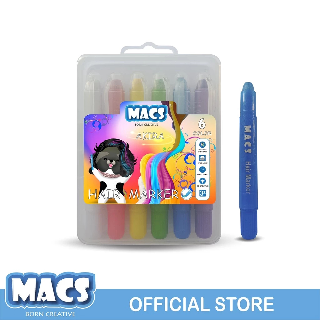 

MACS Hair Marker 6 Color Crayon Pewarna Rambut 6 Warna
