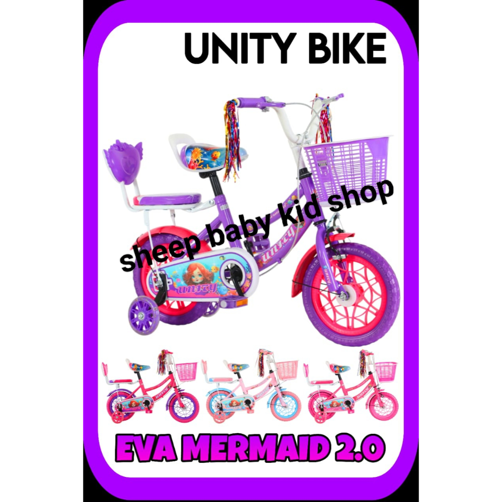Sepeda Anak Perempuan Mini Unity Mermaid 12 Ban Eva / Sepeda Murah Anak Cewek / Sepeda Mini  Perempu