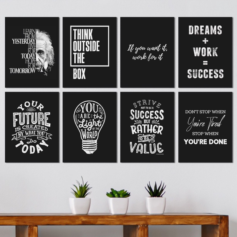 Poster MDF Motivasi Bingkai Hiasan Dinding Quotes Wall decor Pajangan Kayu Rumah Kamar Vintage QF Ni