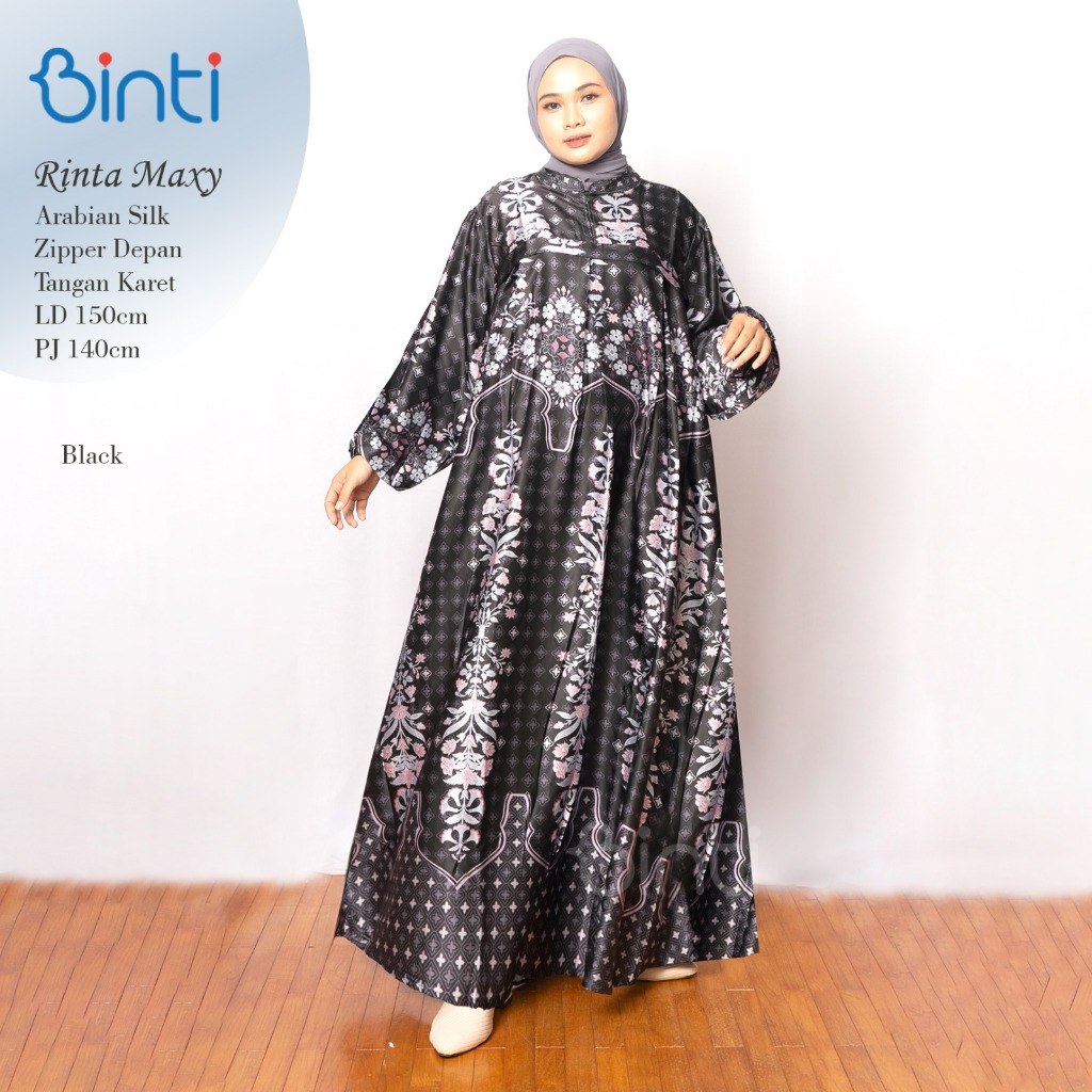 DRESS JUMBO LD 150 5XL XXXXXL RINTA BAHAN SILK ORIGINAL By BINTI / GAMIS JUMBO TERBARU Muslim Wanita