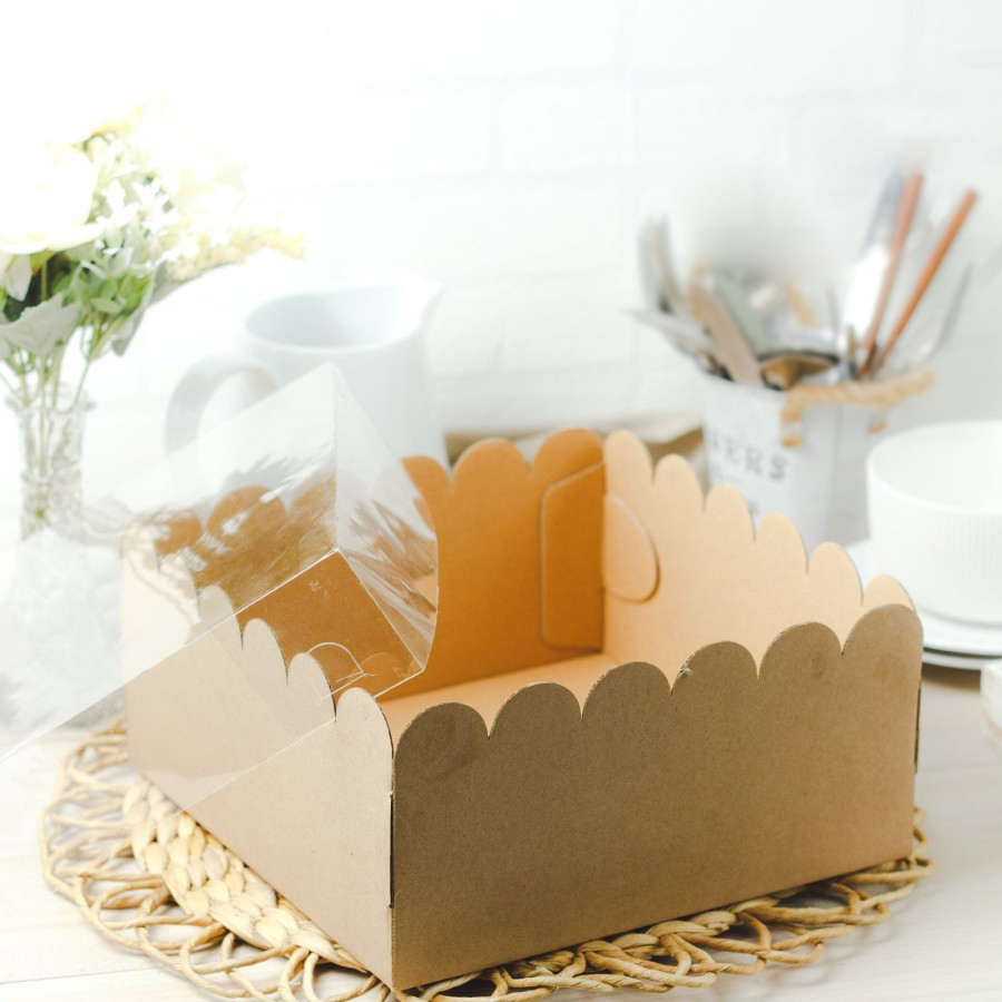 

( 10pcs ) Box cake 25x25x12 cm kotak kue puding tutup mika box pudding packaging hampers dus bolu