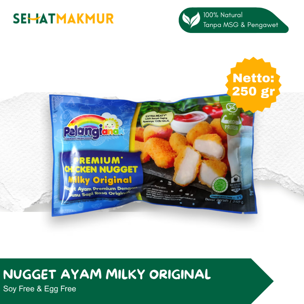 

Pelangi Frozen Food - Nugget Ayam Milky Original (Nugget Sehat Tanpa MSG dan Pengawet)