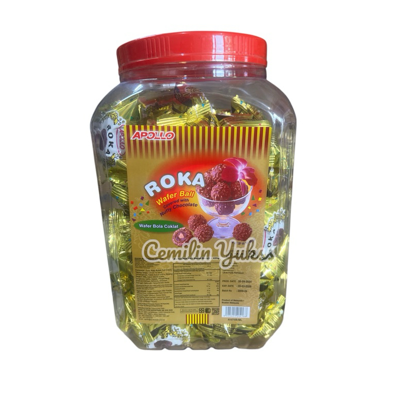 

Apollo Roka Wafer Ball 420g (Toples) Wafer Bola Coklat Dengan Kacang Apollo Wafer Ball Chocolate