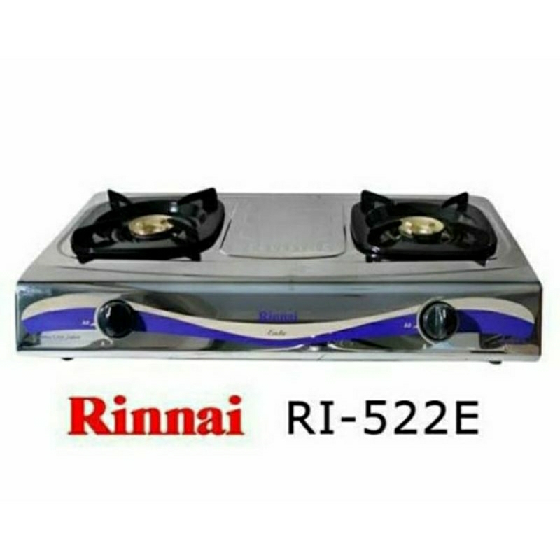 kompor gas rinnai 2tungku body stainlest type 522E/kompor gas rinnai 2pemantik api biru