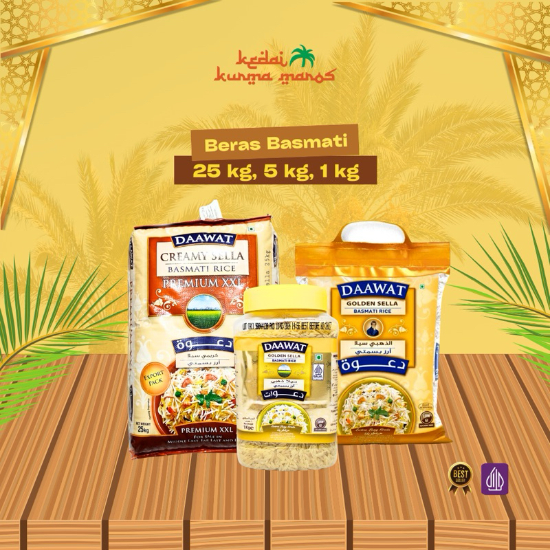 

Beras Basmati DAAWAT Golden Sella tersedia 1kg, 5kg & 25kg Dijamin Asli