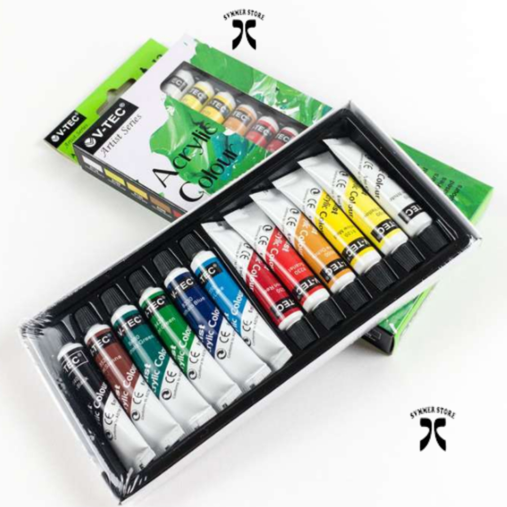 

Cat Akrilik V-Tec 12 Acrylic Colours Brush Kuas Cat Vtec Minyak Lukis Acrylic BR-6 Painting