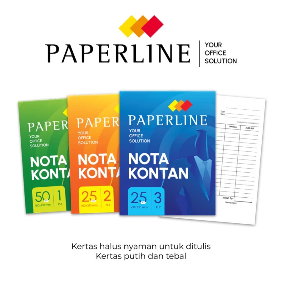 

Buku Nota 2 dan 3 Ply PAPERLINE Bon Kontan- Ideal untuk Pemasukan dan Pengeluaran Harian