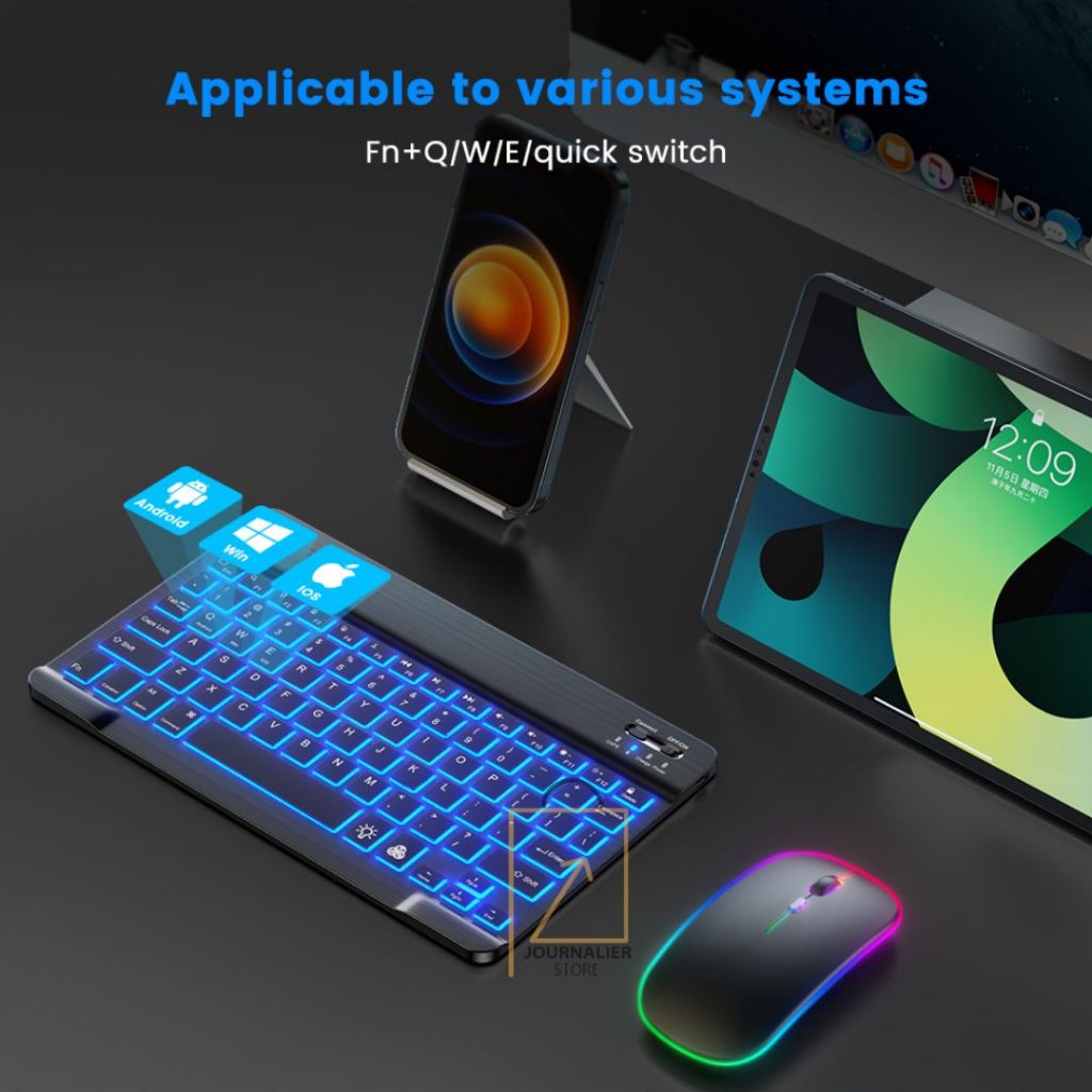 Wireless Mini Keyboard Mini Bluetooth RGB Silent Click Rechargeable