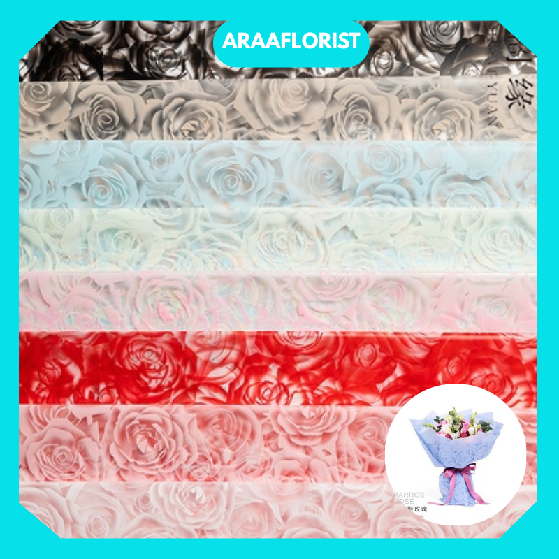 

KB051 KERTAS BUKET BUNGA MOTIF MAWAR BROKAT CELLOPHANE FLOWER WRAPPING PAPER BOUQUET FLORIST