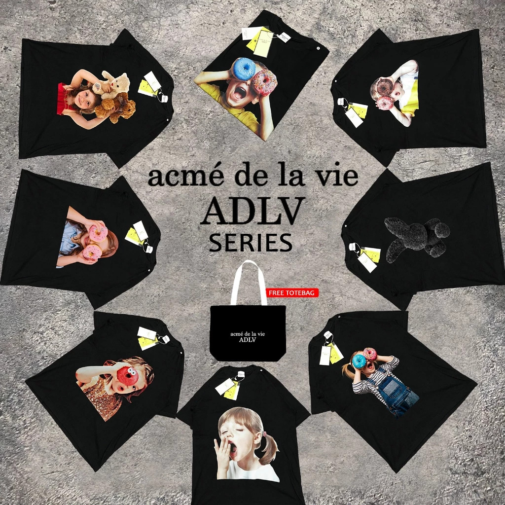TSHIRT A_D_LV BABY FACE FREE TOTEBAG / BLACK & WHITE TEE / KAOS MIRROR 1:1