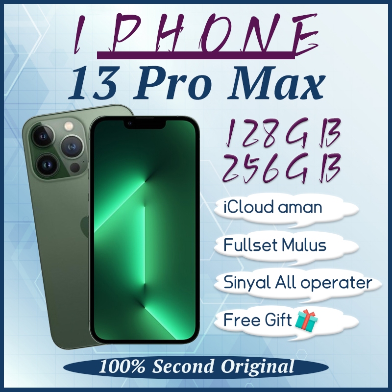 iPhone 13 Pro max Second 6.7inches fulset 128GB 256GB Barang asli 3U Green Semua kartu ip13 promax