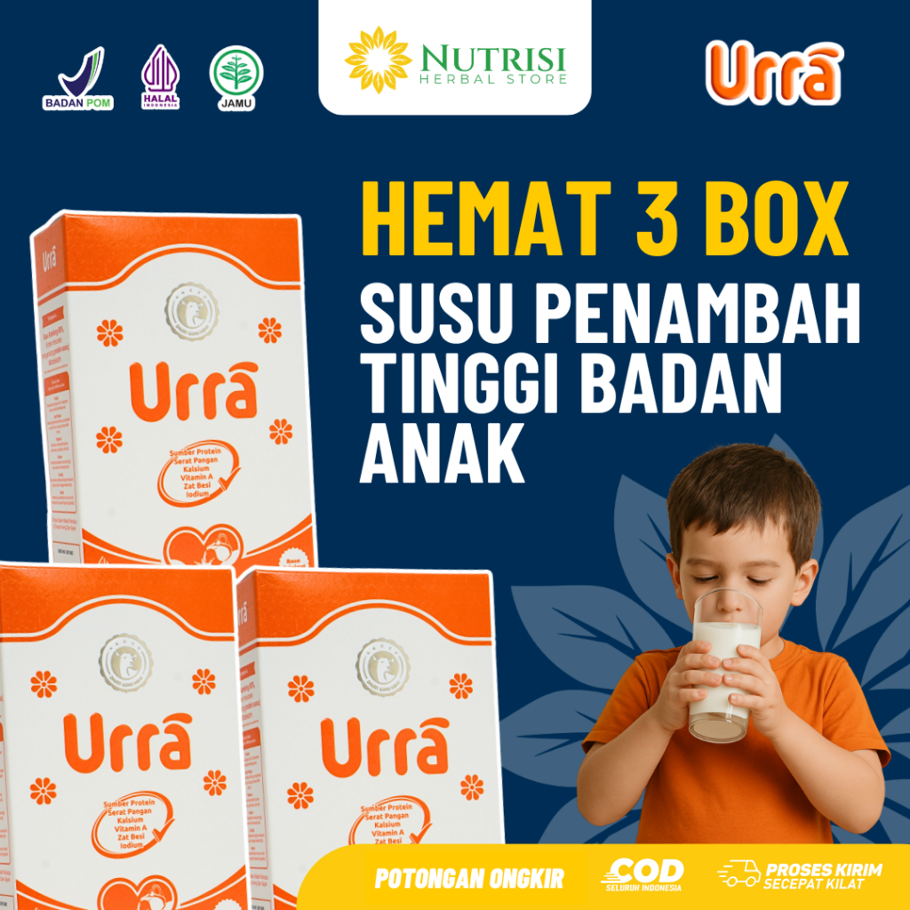 

[ PAKET 3 BOX ] URRA Susu Kambing Saanen Premium Penambah Tinggi dan Berat Badan Anak