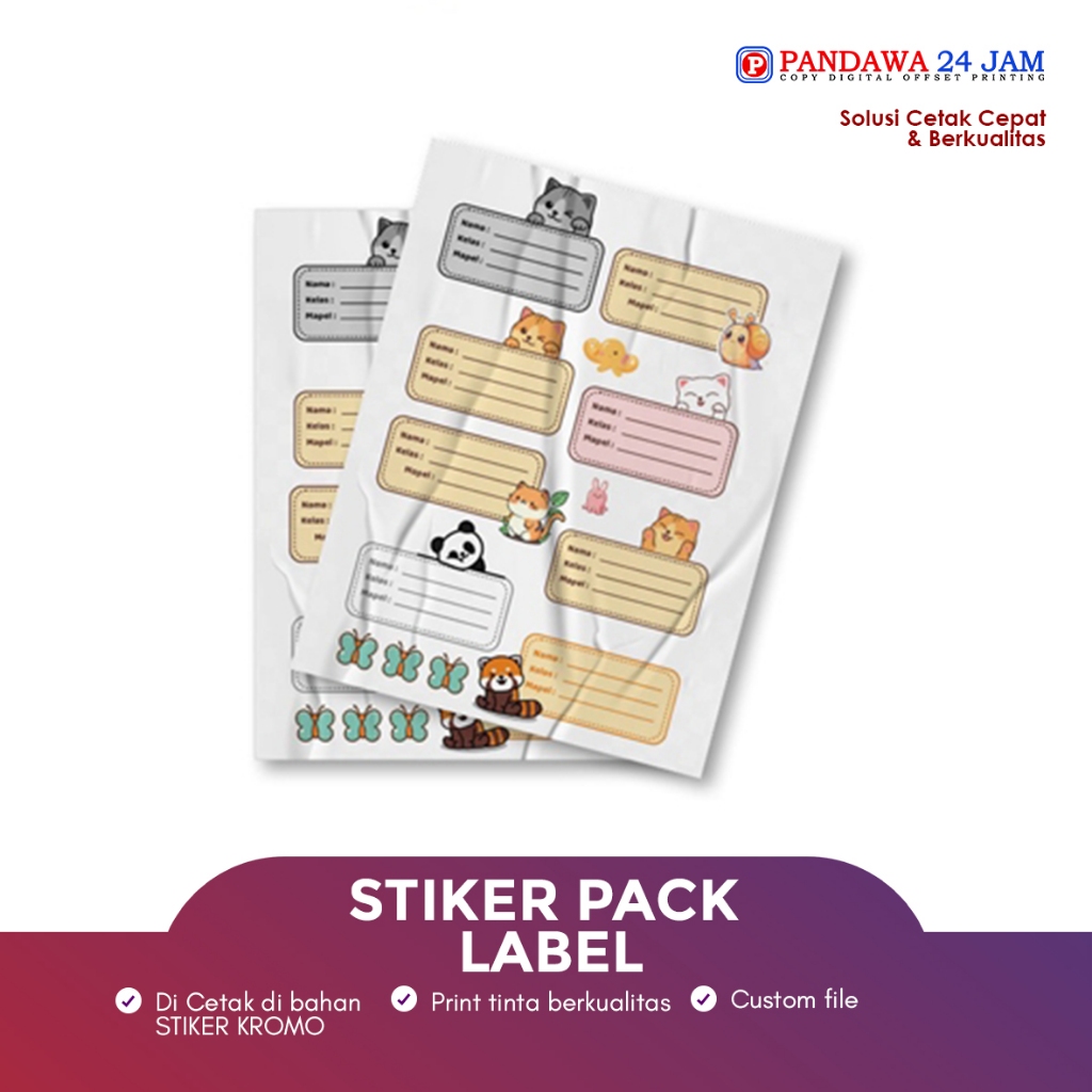 

A5-Sticker Pack/Label Buku - Sticker Mata Pelajaran Free Cutting