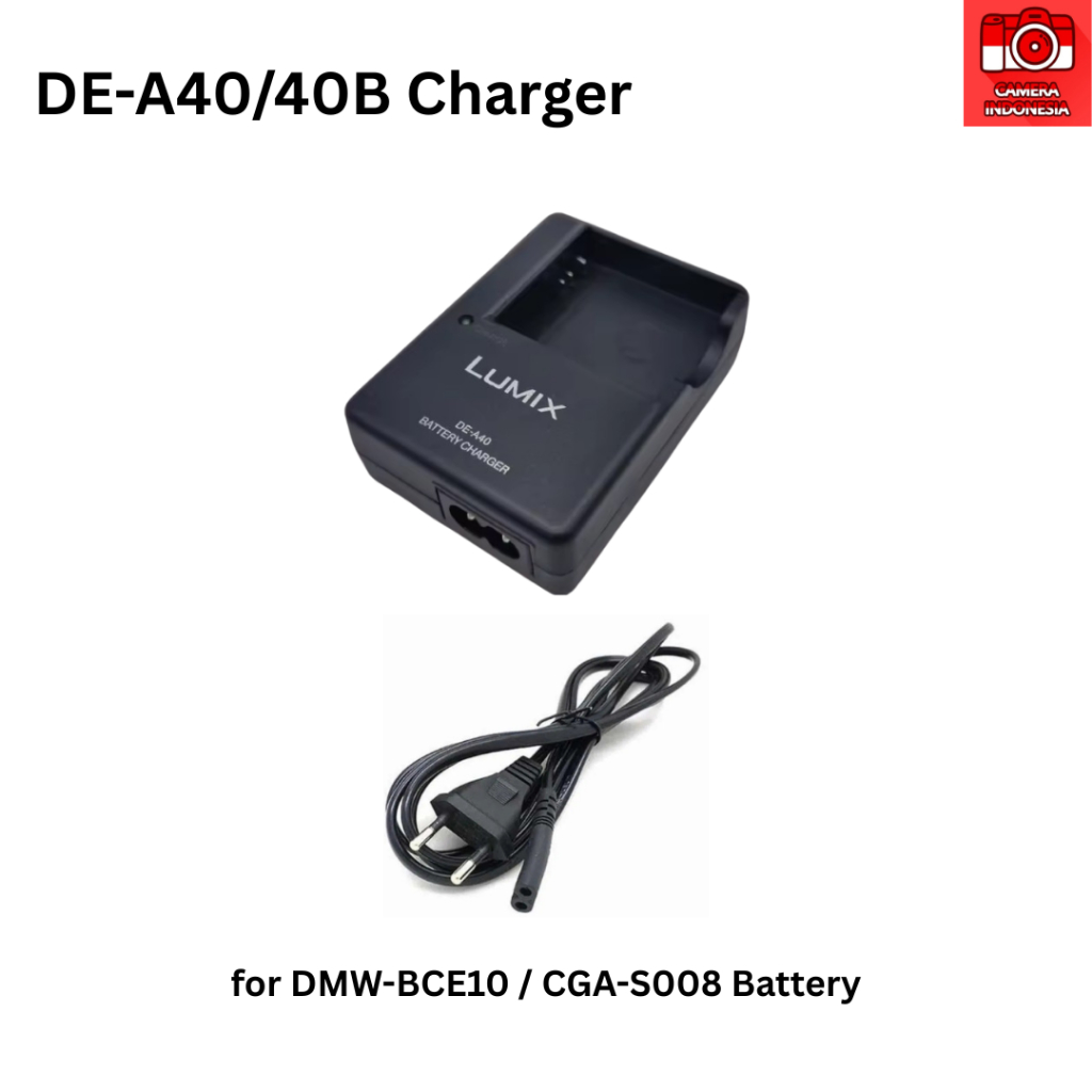Charger DE-A40 Baterai CGA-S008 DMW-BCE10 Kamera Lumix DMC-FS3, FS5, FS20, FX30, FX33, FX35, FX36, F