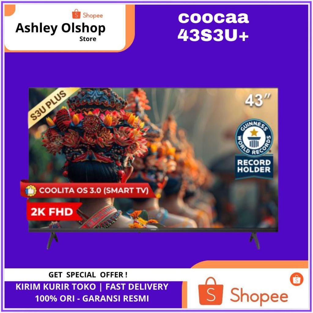 TV Coocaa 43S3U+ 2K LED TV 43 Inch Coocaa 43S3u Plus Smart TV 43 Inci