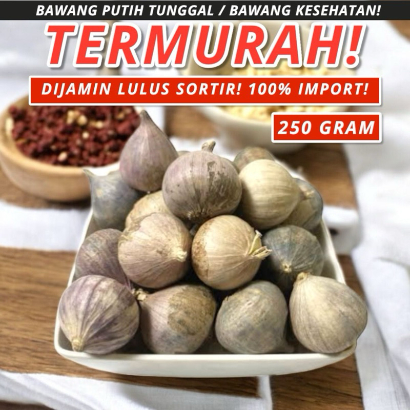 

Bawang Putih Tunggal Fresh 250 gram / Lanang 250gr / Bawang Tunggal Kecil Sedang Besar Jumbo 250gram / Bawang Lanang Import