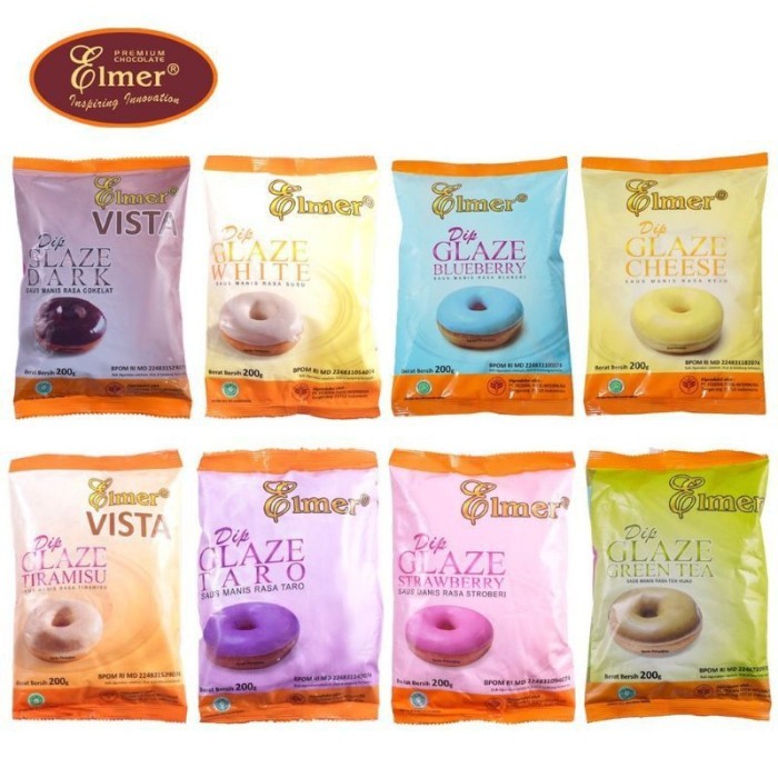 

ELMER DIP GLAZE ALL VARIANT 200GRAM/DIP GLAZE TOPPING KUE PROMO MURAH/DIP GLAZE ELMER 200GRAM