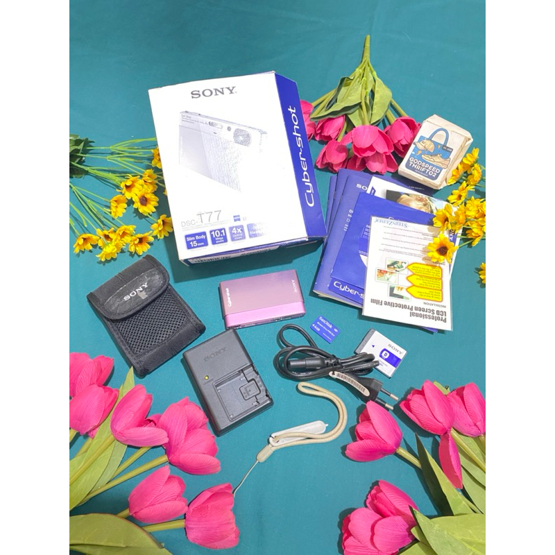 Camera Digital Sony CyberShot DSC-T77 Pink soft series 10.1 MegaPixels 4x Optical Zoom (Fullset)