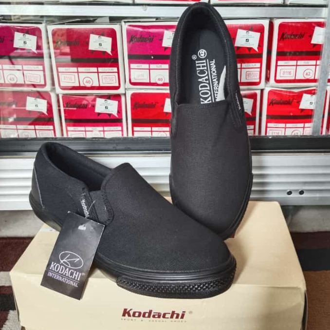 Sepatu Kodachi Slip On Riviera Hitam Polos All Black Original size 38-43 Formal Informal