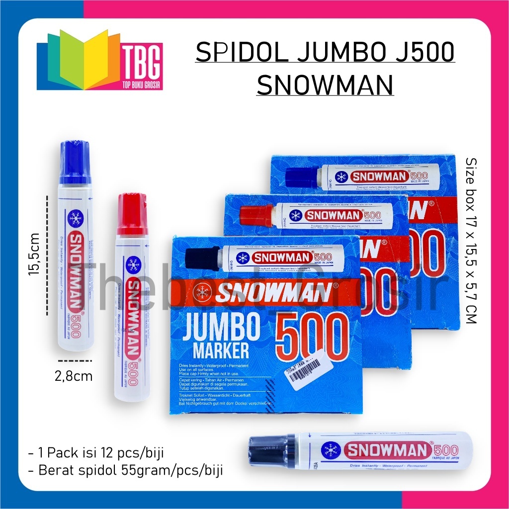 

1 PCS SPIDOL JUMBO J500 (PERMANEN) SNOWMAN/ SPIDOL PERMANENT/ SPIDOL SNOWMAN/ SPIDOL WARNA