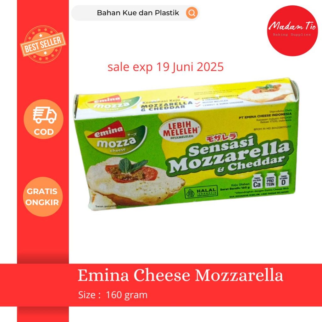 

Emina Cheese Mozzarella 160gram 1pcs (SALE EXP 19 JUNI 2025)