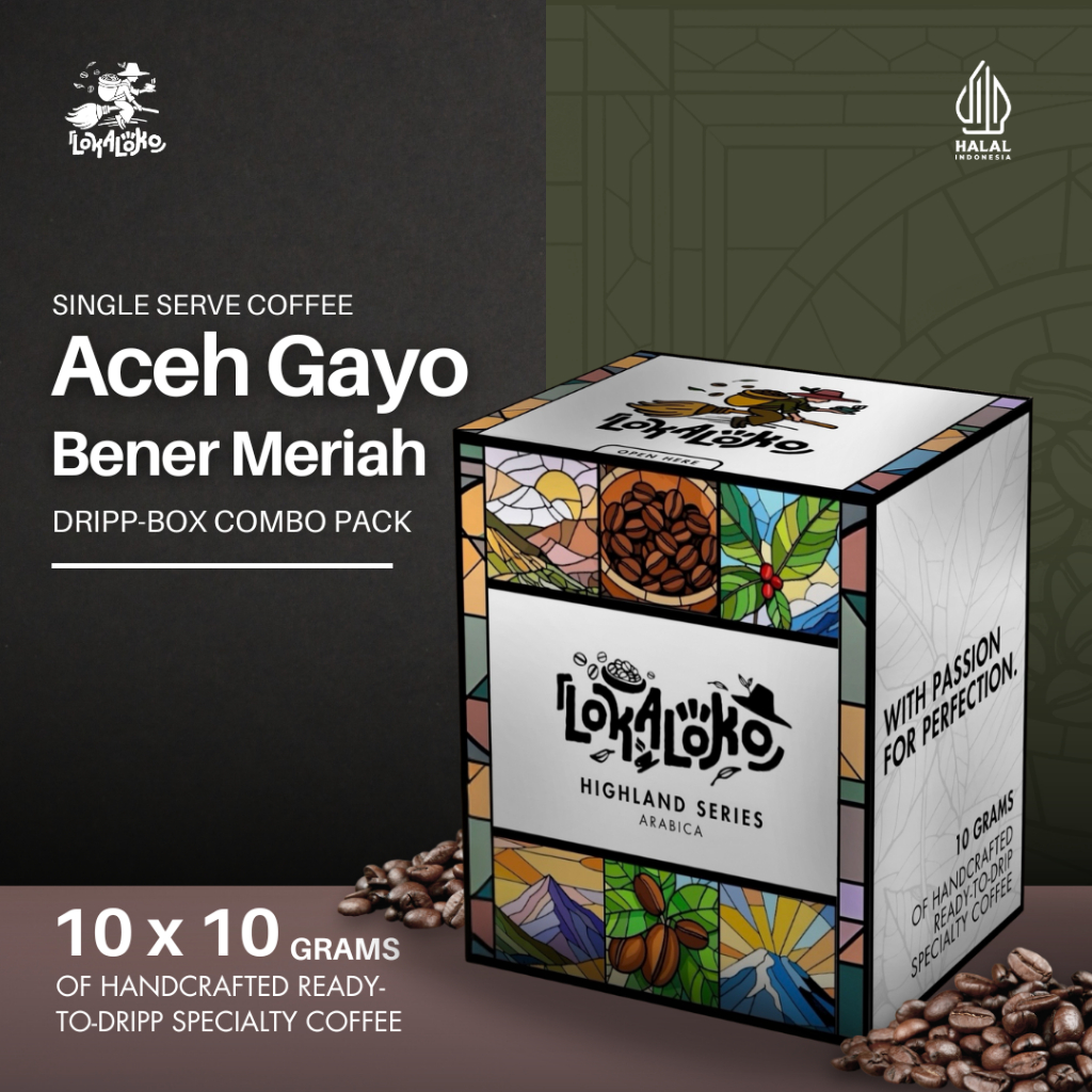 

Kopi Drip Bag Arabica Aceh Gayo Single Origin Sachet Box 10x10g single-serve | Lokaloko Drip Series