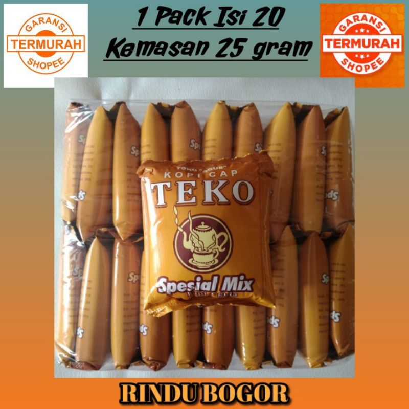 

Kopi Teko Spesial Mix Kopi Teko Plus Gula kopi spesial Khas bogor kemasan 25 gr 1 pack isi 20 Sachet