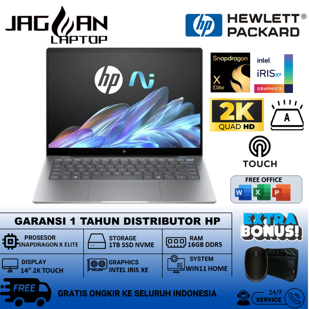 HP OMNIBOOK X14 LAPTOP SNAPDRAGON X ELITE X1E-78-100 16GB 1TB SSD QUALCOMM ADRENO 2.2K IPS WIN 11
